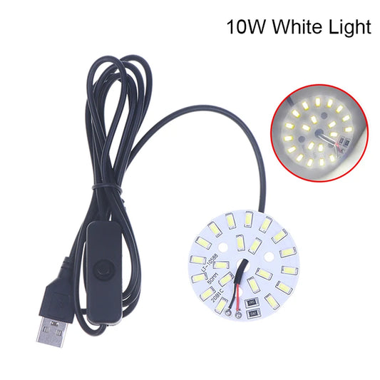 USB Plug Low Voltage DC 5V LED Light Source SMD 5730/2835 LED Light Beads Ring Chip With 1.5m Swtich Cable 3/5/10W White Light Peaceful Pleasures Health and Wellness 10W