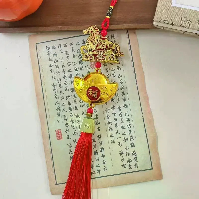 2026 Year of the Horse Lucky Red Gold Pendant | Chinese New Year