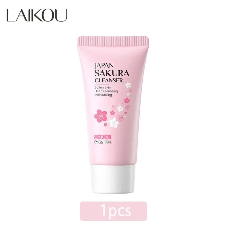 LAIKOU Sakura Foam Facial Cleanser – Deep Clean & Glow 50g Peaceful Pleasures Health and Wellness 1pcs