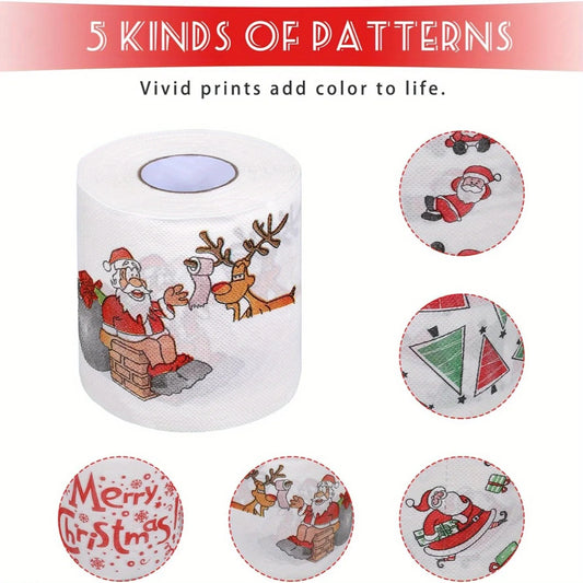 1Roll Christmas-themed Toilet Paper Santa Claus Festive Design Peaceful Pleasures Health and Wellness