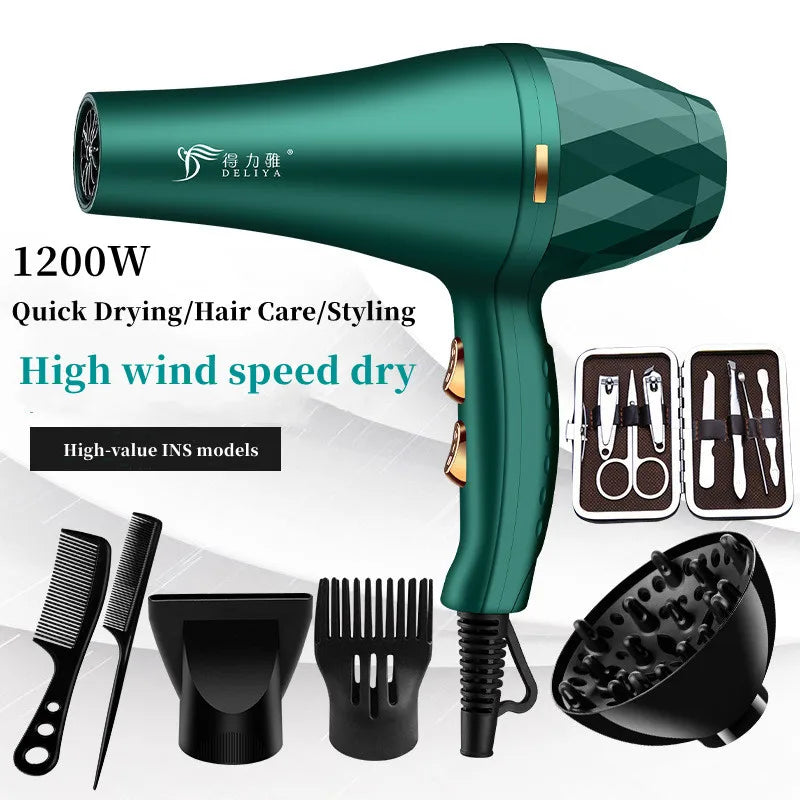 Fashionable High-Speed Hair Dryer High-Power Quick Drying Hair Care Silent Home Hair Salon Tools Buy 1 Get 6 Free Peaceful Pleasures Health and Wellness J-220V EU
