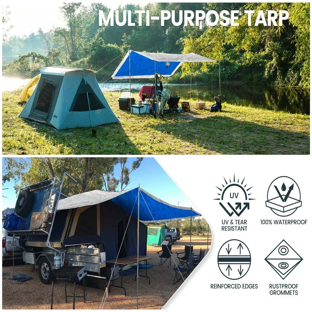 Heavy Duty Waterproof PE Tarp with Grommets | Multi-Size