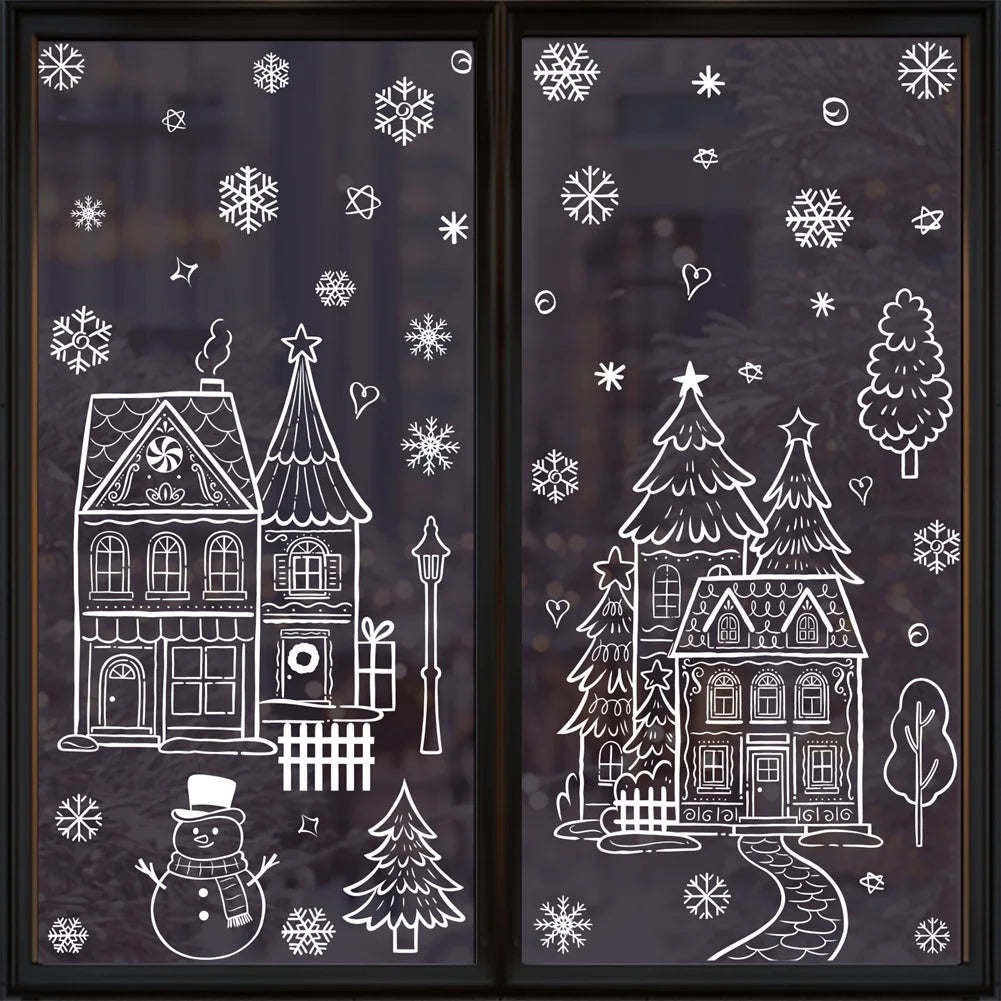 Snowman Christmas Window Clings & Removable Xmas Wall Decals