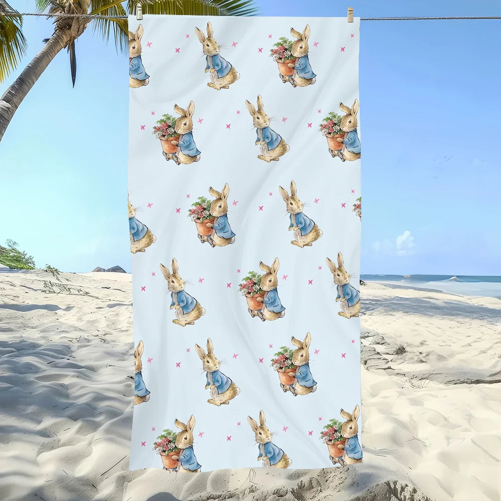 Peter Rabbit Quick-Dry Beach Towel | Cartoon Sports Towel Cartoon Beach Towel Peaceful Pleasures Health and Wellness z3 STJ150x200CM