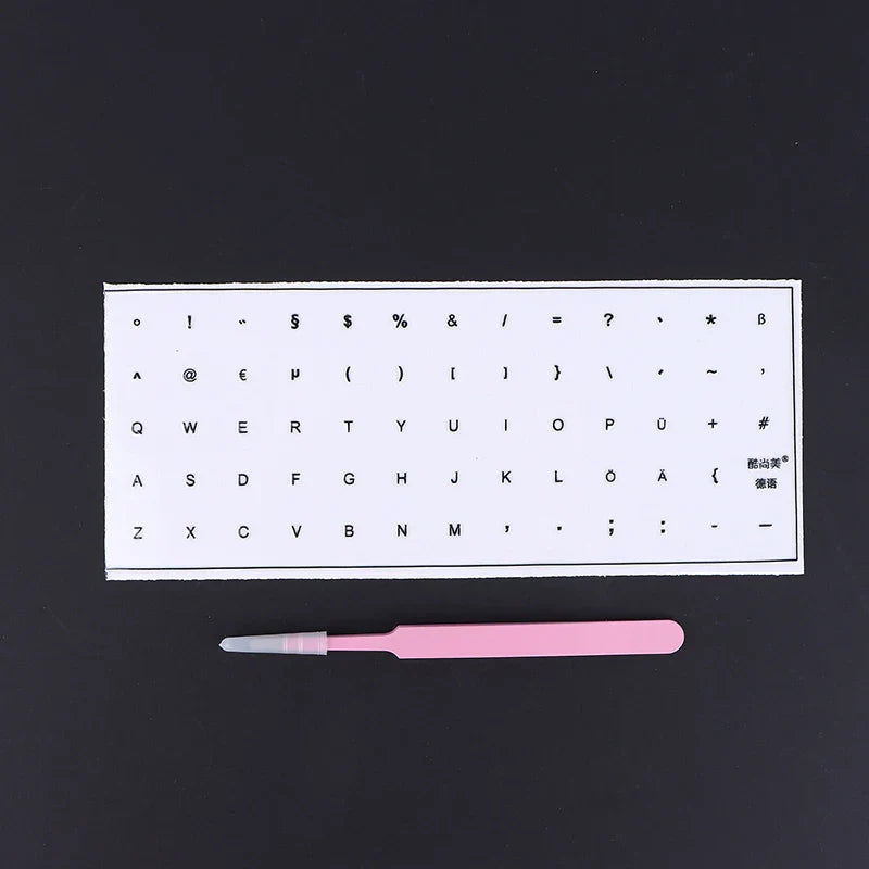 German Keyboard Stickers Transfer Film with Tweezers – QWERTZ