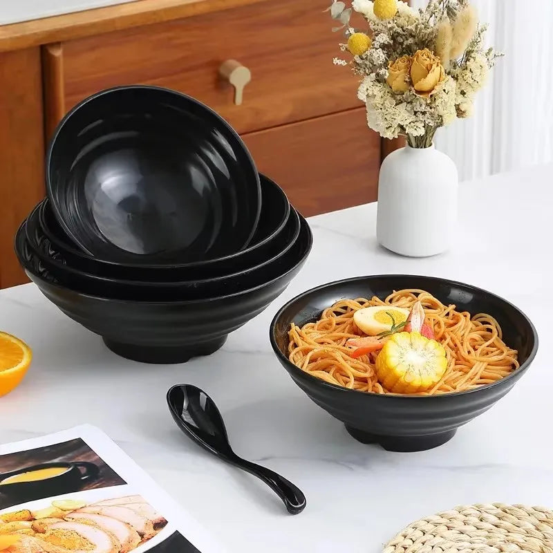 Thickened Plastic Ramen Bowl Anti-Slip Salad Bowl Solid Color Perfect for Kitchen Restaurant Lamian Noodles Bowl Peaceful Pleasures Health and Wellness
