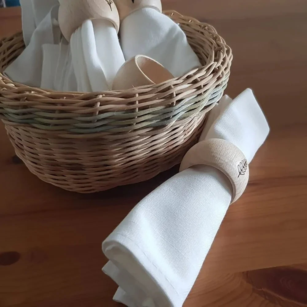 Personalized 10Pcs Wooden Napkin Ring Wedding Guests Gift Christmas Bachelor Party Rustic Housewarming Table Decor Bridal Shower Peaceful Pleasures Health and Wellness