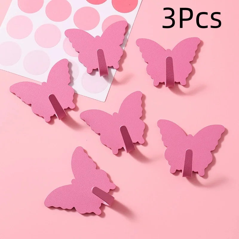 3-Pack Butterfly Wall Hooks Self-Adhesive Decorative Hangers