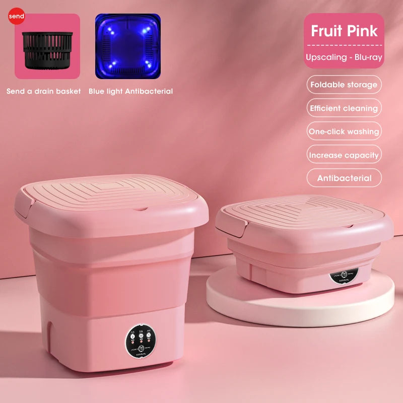 Portable Washing Machine 4.5L Mini Dehydratable For Dormitory Student Rental House Travel Socks Underwear Panties Free Shipping Peaceful Pleasures Health and Wellness Pink US