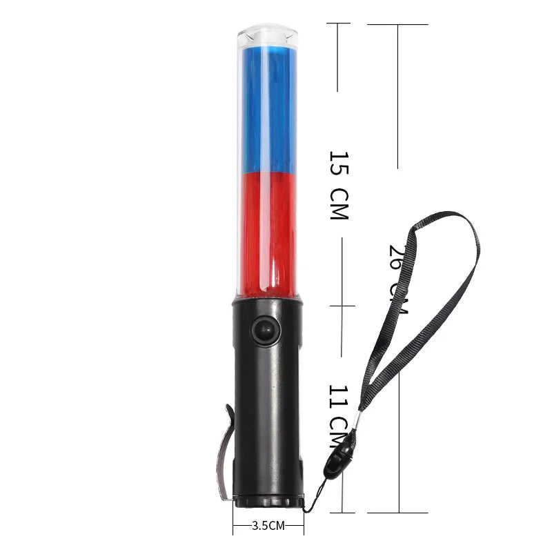 LED Traffic Wand Baton | 3-Mode Red Blue Flashing Command Light