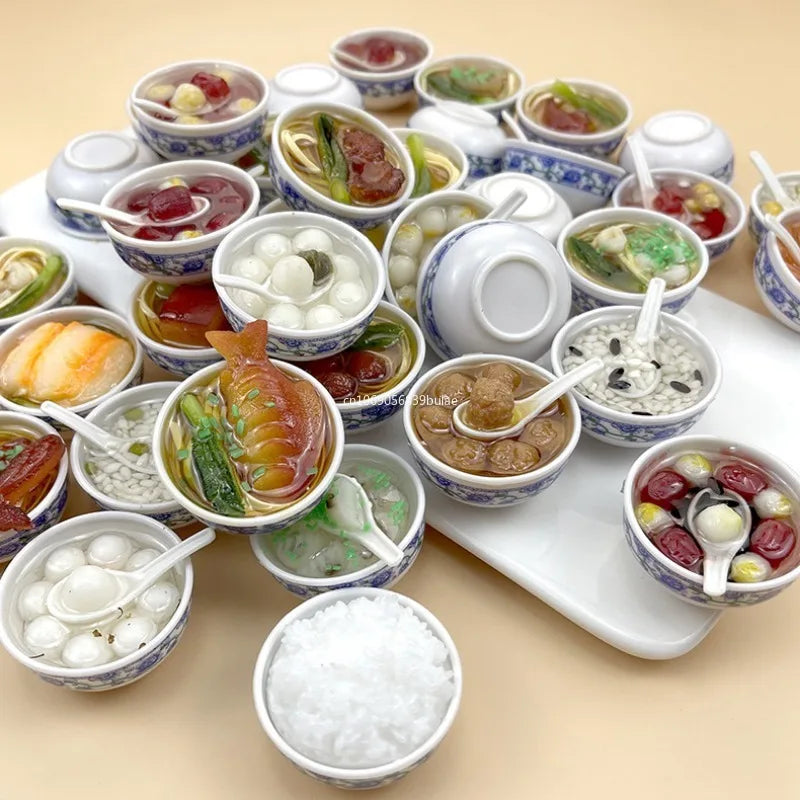 1PCS 4cm Miniature Chinese Desserts Dollhouse Bowl Desserts Food Mini Pretend Food Doll Kitchen Decor Accessories Home Kawaii Peaceful Pleasures Health and Wellness