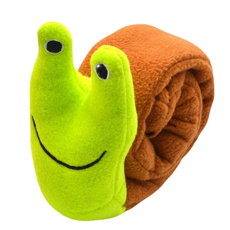 Dog Puzzle Feeder Snail Toy – Squeaky Plush Interactive Puppy
