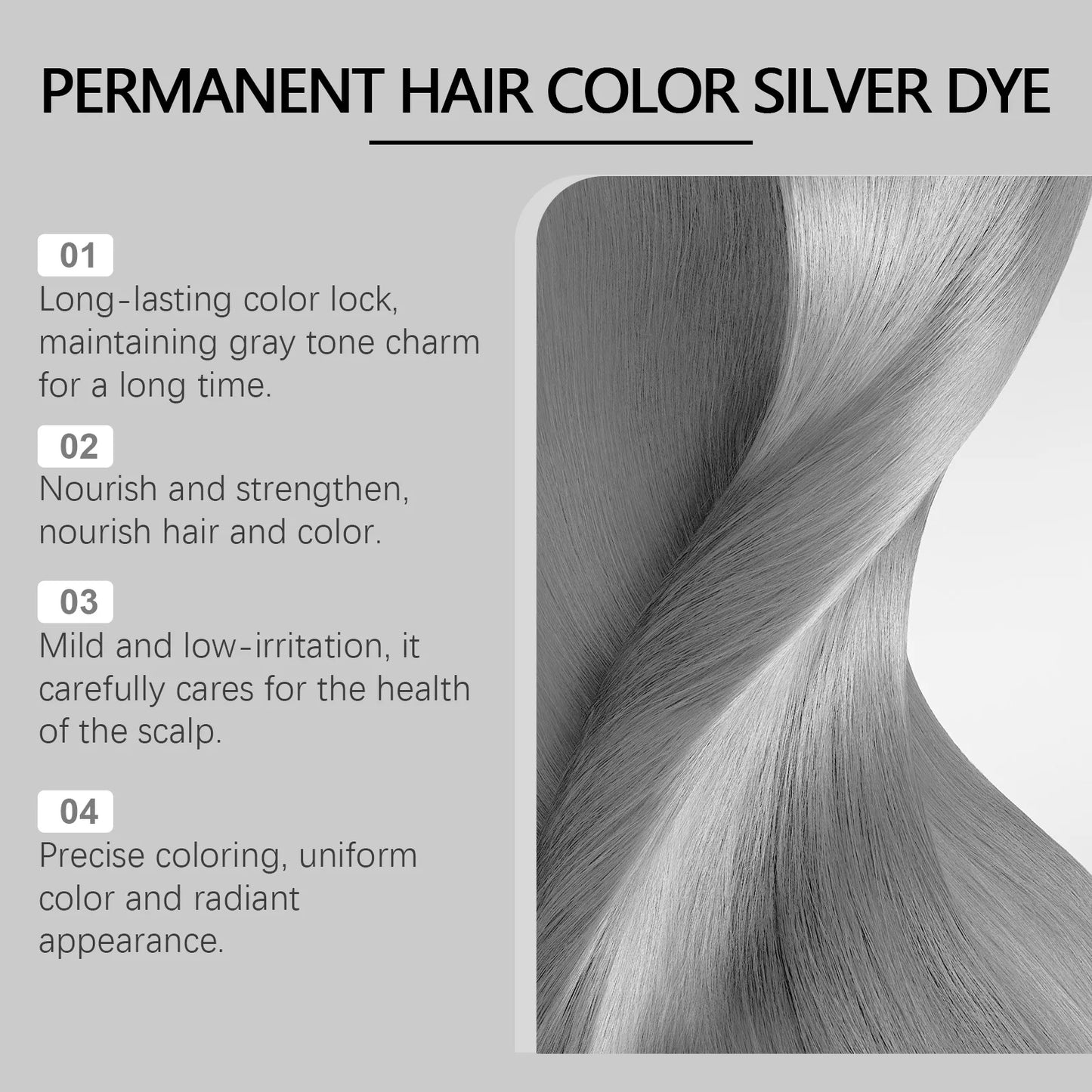 HOEGOA Permanent Gray Silver Hair Dye Cream 100g | Plant-Based