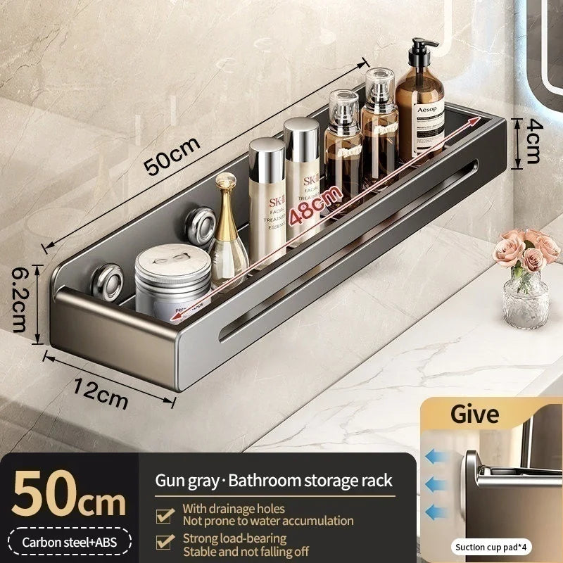 No-Drill Suction Cup Bathroom Shelf & Shampoo Holder Rack