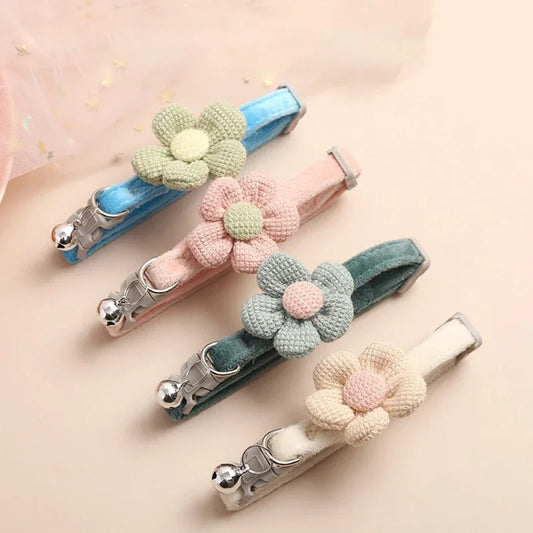 Cute Flower Bowtie Cat & Small Dog Bell Collar – Adjustable Pet Collar Peaceful Pleasures Health and Wellness