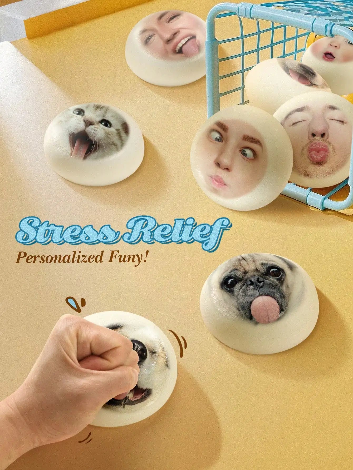 Customized Face Stress Relief Ball Funny Expression Squishy Personalized Photo Soft Ball White Gag Gift Anxiety Relief Desk Toy Peaceful Pleasures Health and Wellness