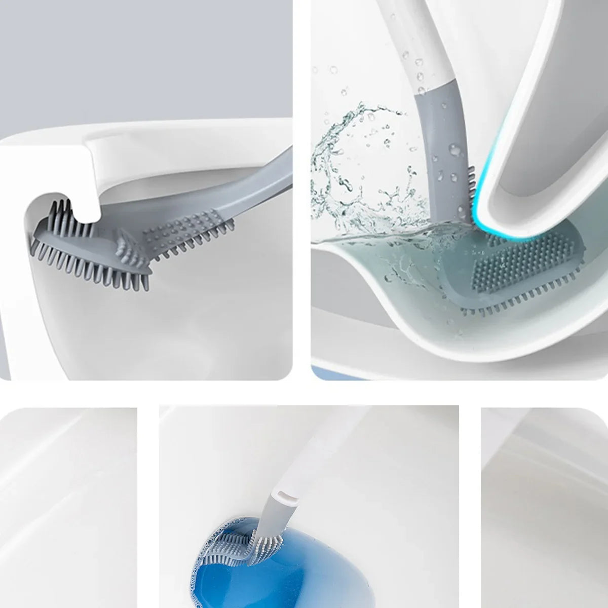 Wall-Mounted Toilet Brush & Base Set – Soft Rubber, Quick-Drain