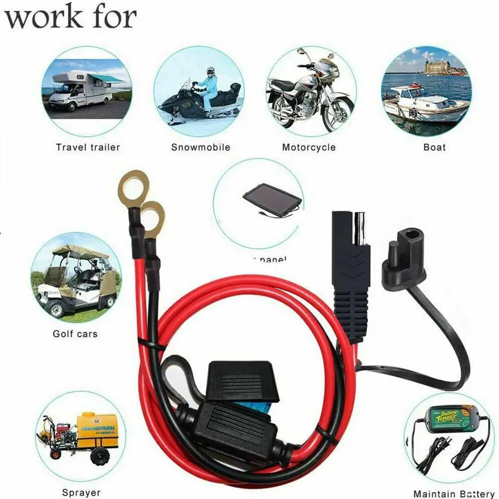 Motorcycle Battery Charger Adapter with SAE Extension Cable Peaceful Pleasures Health and Wellness