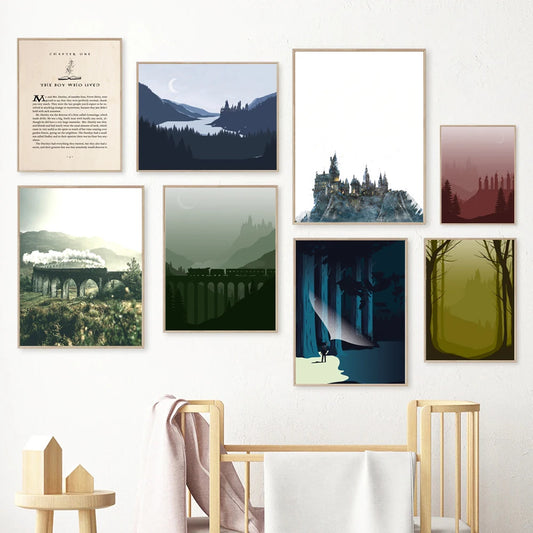 Hogwarts Castle Magic Wizard Canvas Wall Art | Kids Room Décor Canvas Wall Art Print Peaceful Pleasures Health and Wellness
