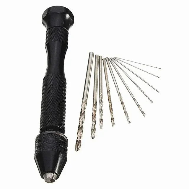 Mini Tool Set with Black Hand Twist Drill 10Pcs Fried Dough Twists Drill for Woodworking Drilling Rotary Wood Holes Tools Peaceful Pleasures Health and Wellness Black