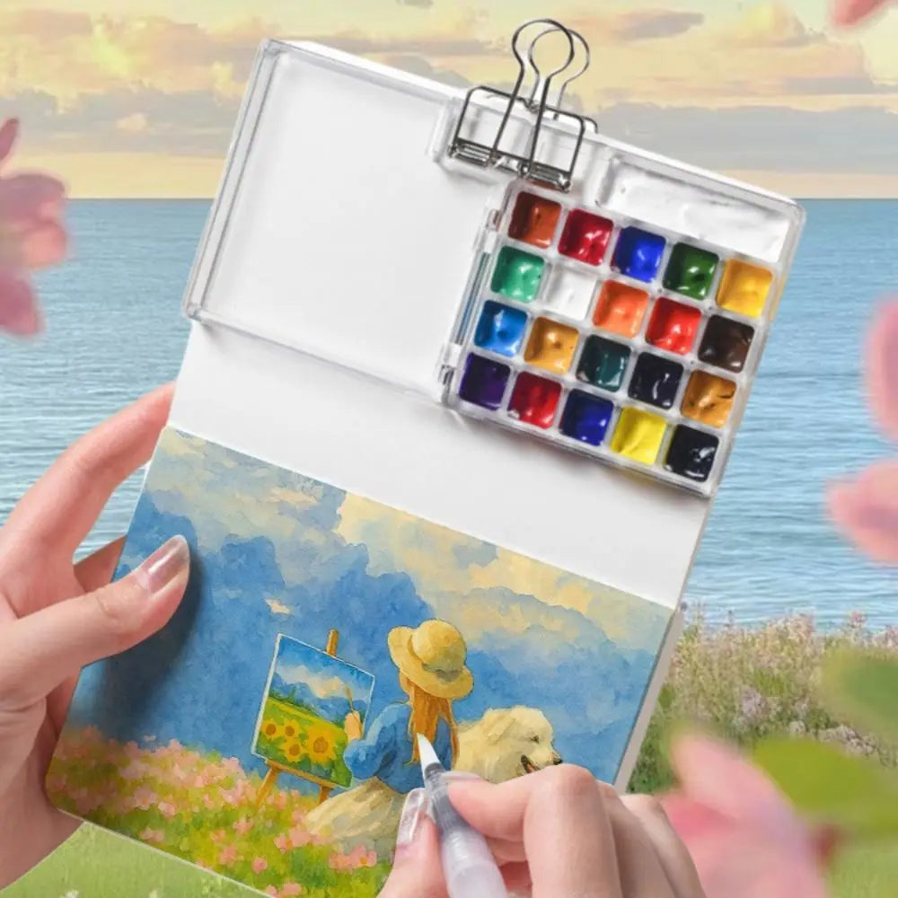 10/21 Grid Watercolor Paint Palette Foldable Mini Paint Pigment Box Waterproof Portable Travel Painting Tray Travel Peaceful Pleasures Health and Wellness