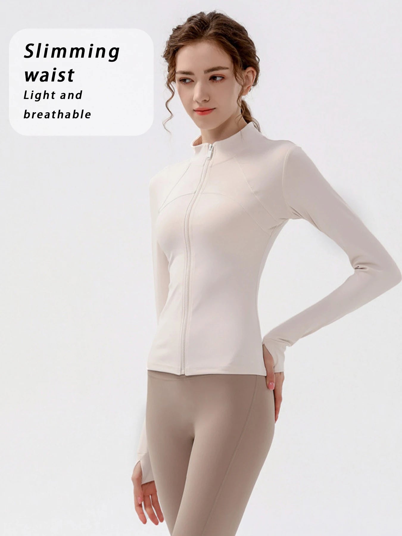 Women's High-End Slim Fit Workout Jacket - Full Zip Up Quick-Dry Yoga Running Top with Sun Protection Peaceful Pleasures Health and Wellness