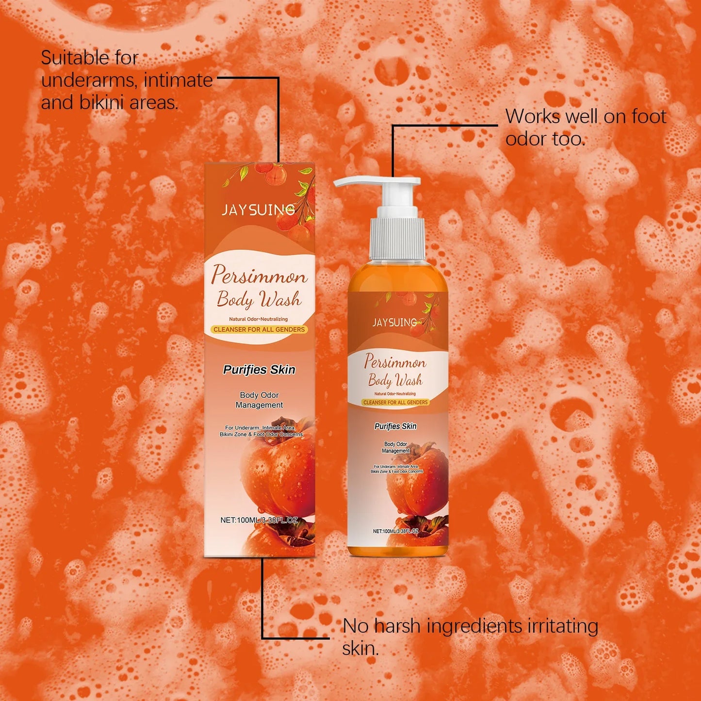 Jaysuing Persimmon Shower Gel – Deodorizing & Hydrating 100ml