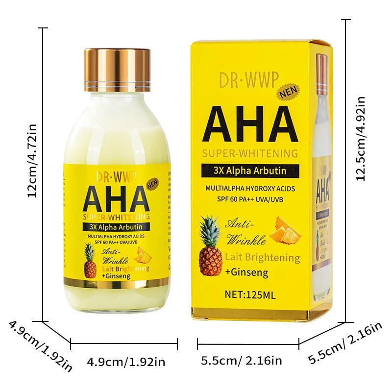 125ml Arbutin/Turmeric/Vitamin C Essence Make Skin Glow Moisturizing Firming AHA/Papaya/Glutathione/Kojic Acid Essence Liquid Peaceful Pleasures Health and Wellness AHA 125ML