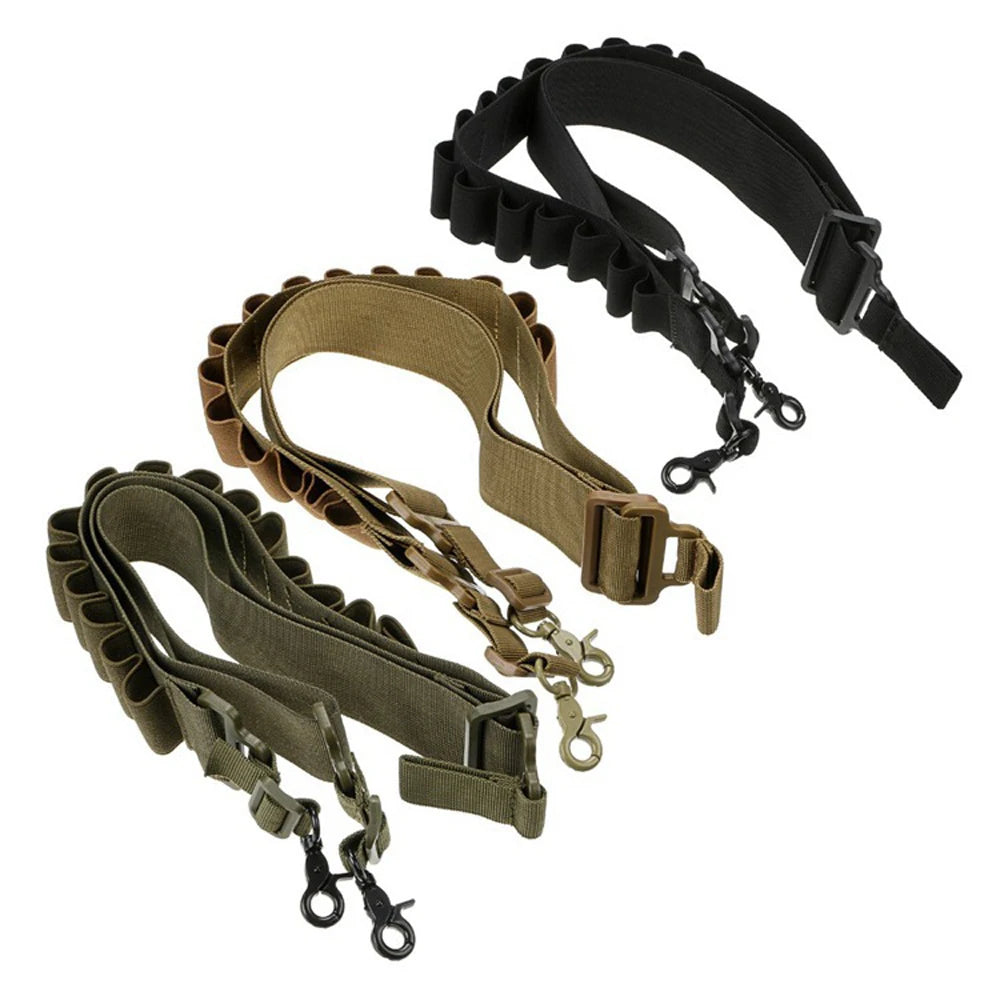 Tactical Double Point Shooting Gun Sling 15 Round Shotgun Shell Bandolier 12& 20 Gauge Stealth Rifle Ammo for Shell Count Peaceful Pleasures Health and Wellness