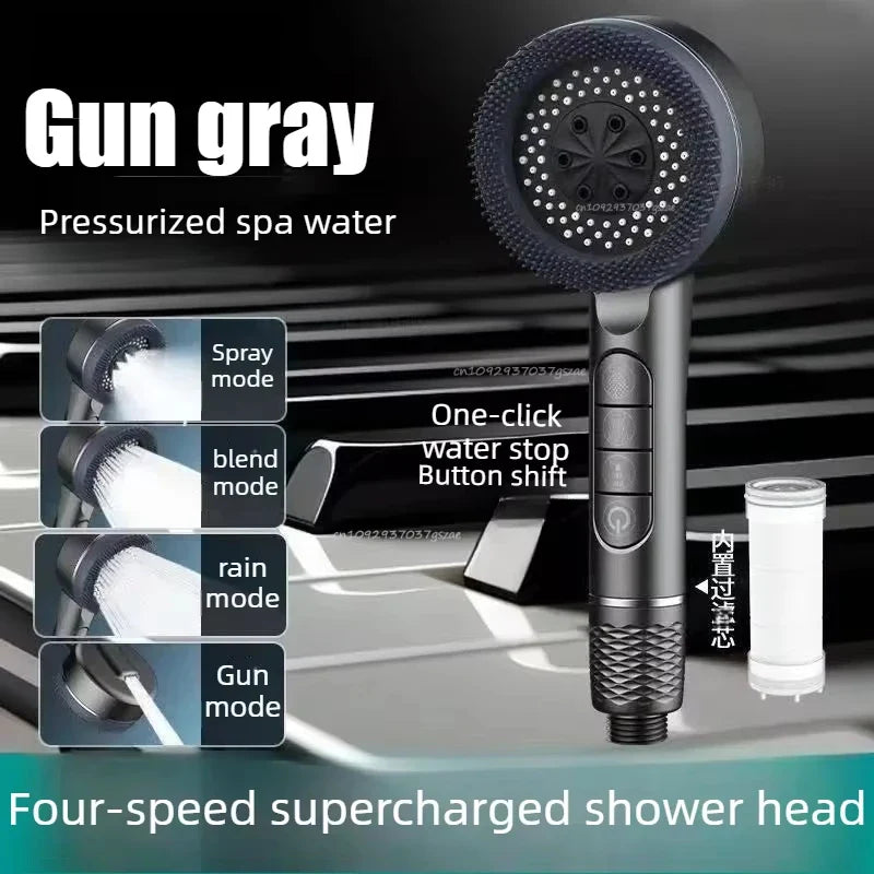 Adjustable High-Pressure Handheld Shower Head with Filter & Hose