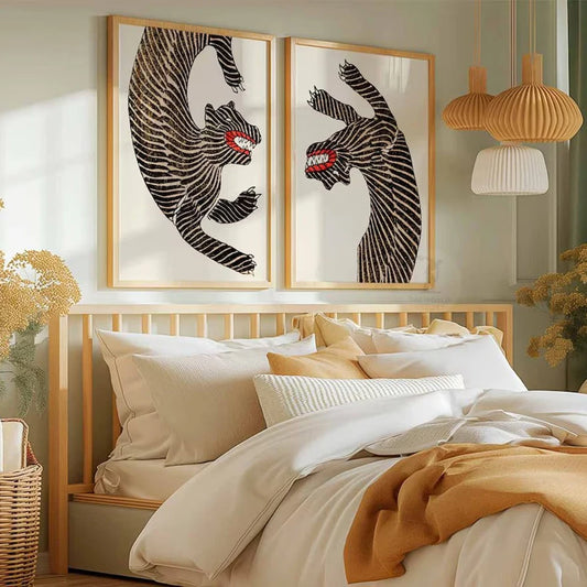 Taguchi Tomoki Japanese Vintage Animal Canvas Wall Art Unframed Canvas Wall Art Peaceful Pleasures Health and Wellness