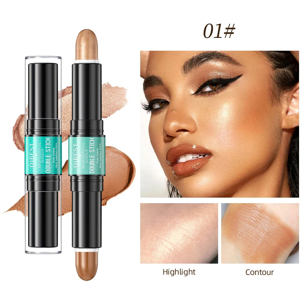 QIBEST 2-in-1 Highlight & Contour Stick | Cream Bronzer Blush