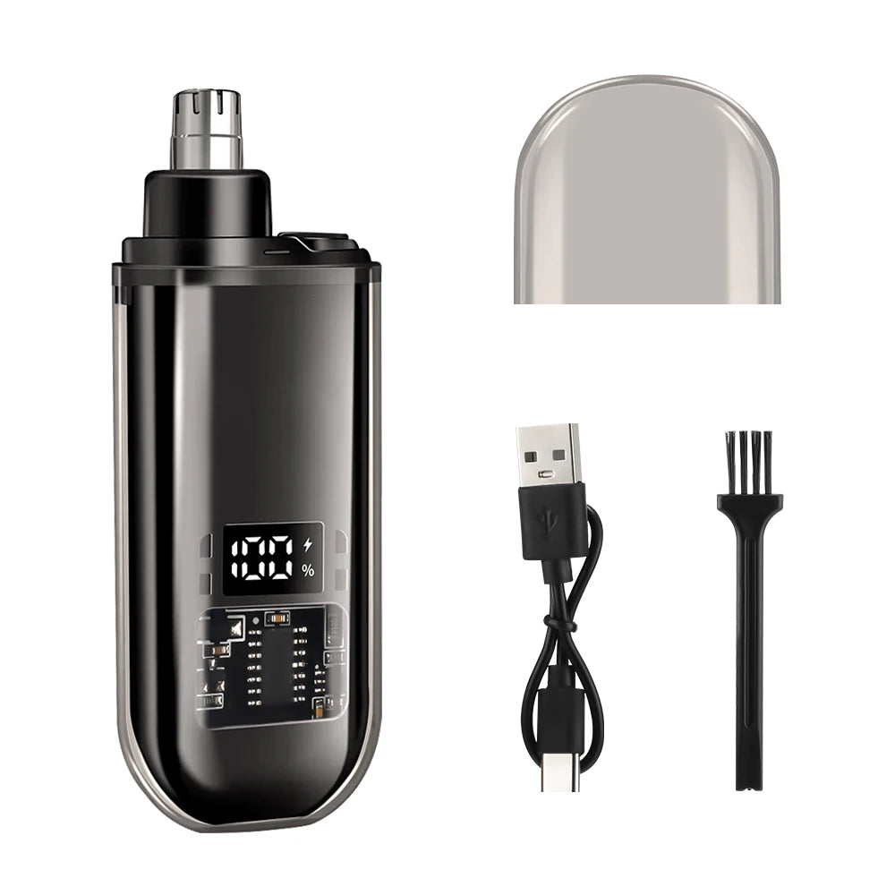 Portable Electric Nose Hair Trimmer USB Rechargeable Safety No Harming the Nasal Cavity Lips & Eyebrow Cutter for Women & Men Peaceful Pleasures Health and Wellness black