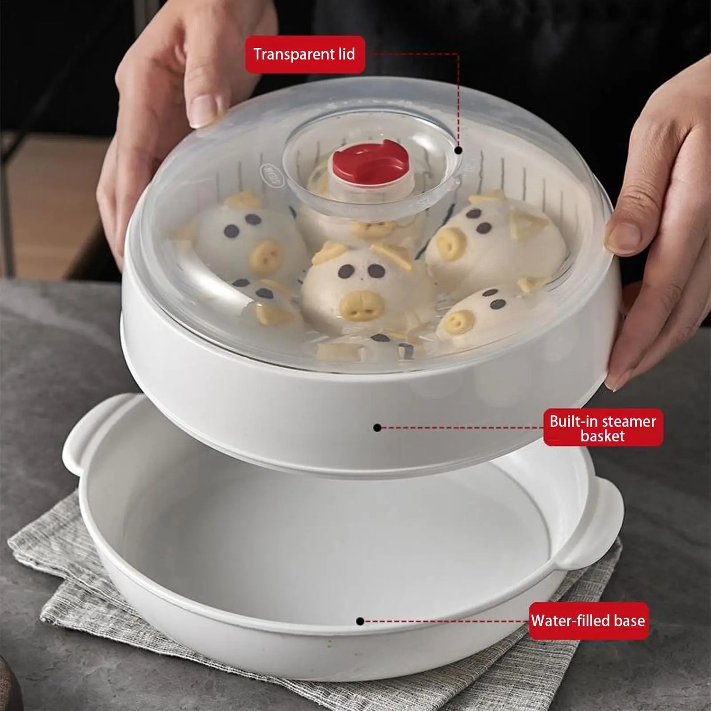 Microwave Steamer PP Large Capacity Heating Steamer Basket Kitchen Steamer Box Steamer Rack Can Exhaust Steam Kitchen Tool Peaceful Pleasures Health and Wellness