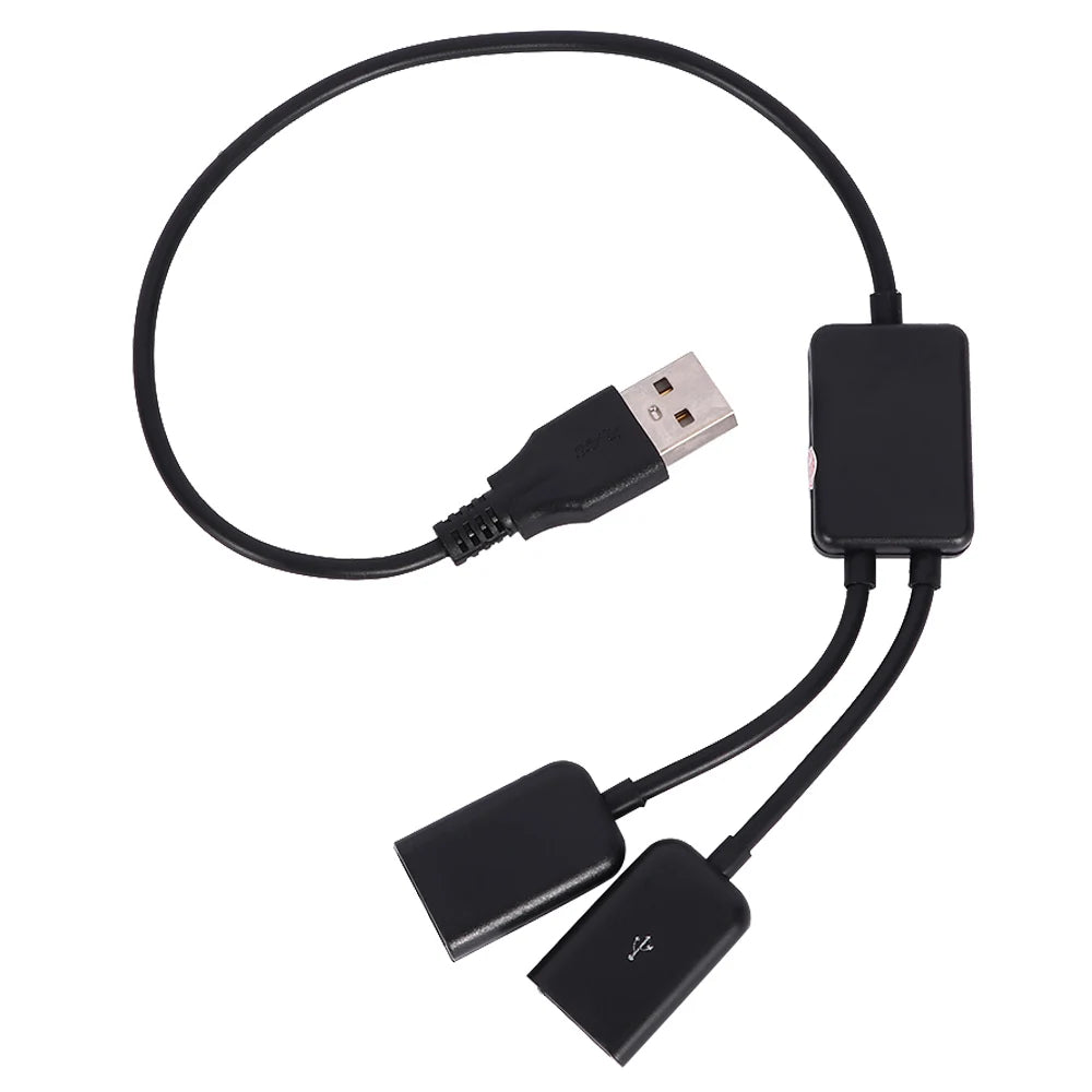 2-in-1 USB Male to Female OTG Adapter Hub Splitter USB 2.0
