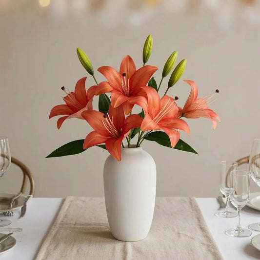 Silk Artificial Lily Bouquet | Faux Flowers for Wedding & Home Artificial Flower Bouquet Peaceful Pleasures Health and Wellness