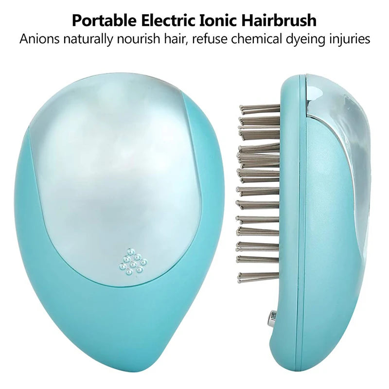 New Product Electric Sonic Vibration Magnetic Massage Comb Ion Anti-static Mini Hair Straightening Comb Peaceful Pleasures Health and Wellness