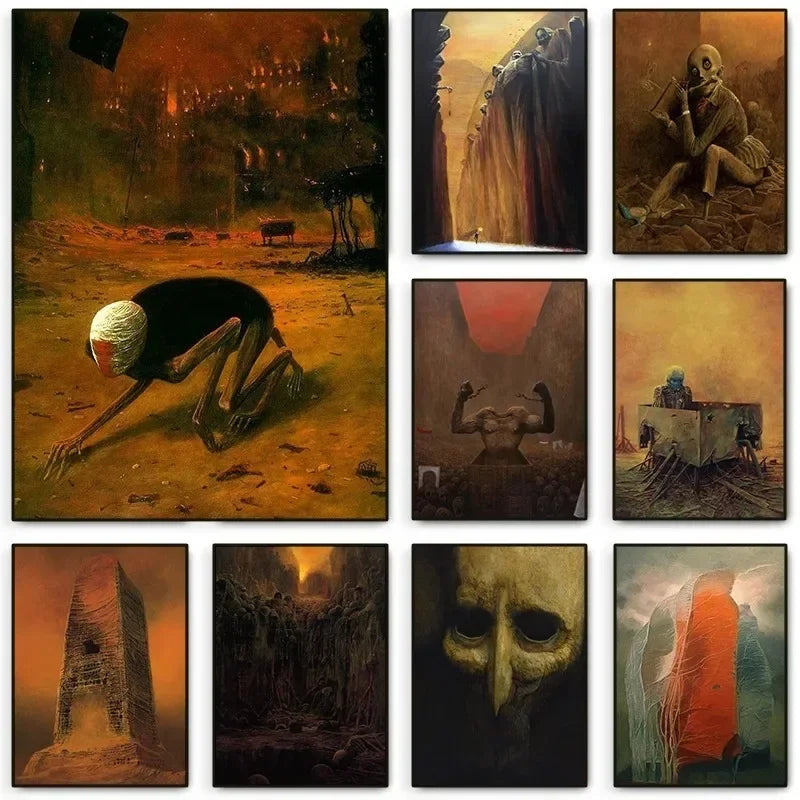 Zdzisław Beksiński Artwork Polish Surreal Dark Poster Prints Canvas Painting Gothic Wall Art for Living Room Home Decor Mural Peaceful Pleasures Health and Wellness