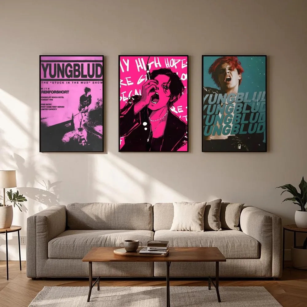 fashion Y-YUNGBLUD Singer Poster HD art sticky wall waterproof home living room bedroom bar aesthetic decoration Peaceful Pleasures Health and Wellness