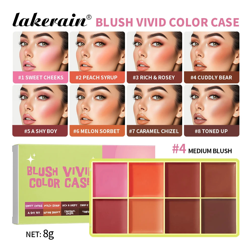8Colors Cream Highlighter Palett Face Brighten Highlighter Blush&Contouring Shimmer Concealer Cream Makeup Tool Cosmetics Peaceful Pleasures Health and Wellness blush palette B