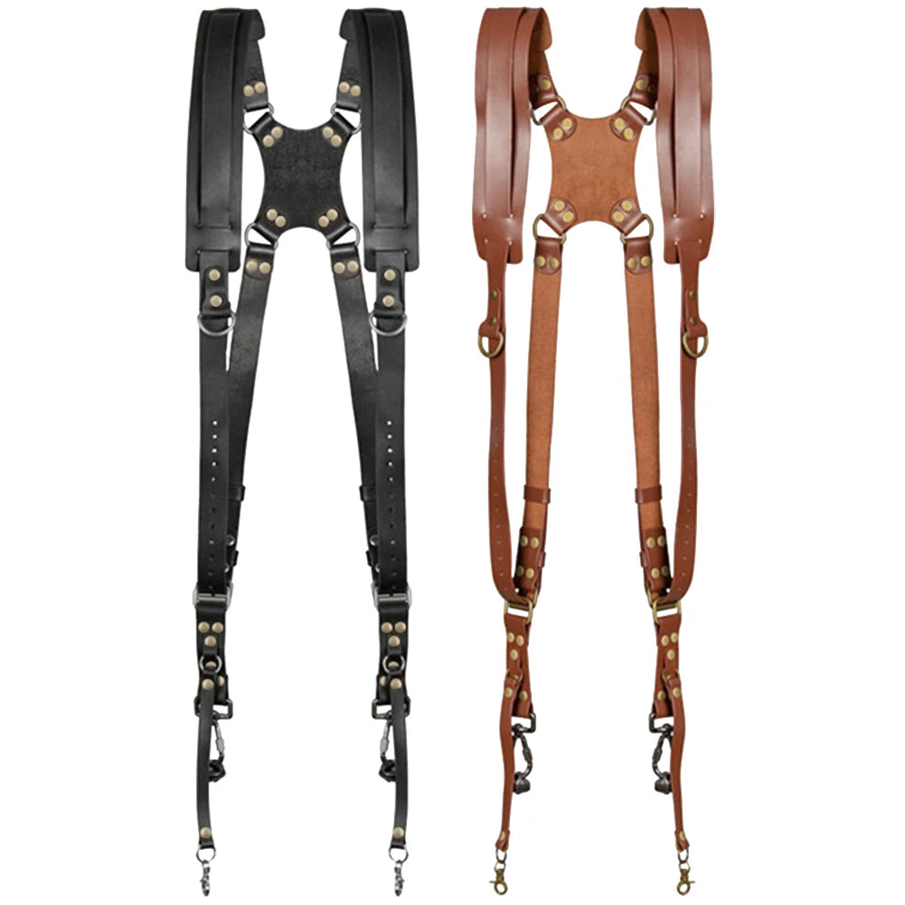 Universal Dual Camera Leather Strap Double Cameras Washable Harness Adjustable Carry Shoulder Straps For DSLR/SLR Cam Accessorie Peaceful Pleasures Health and Wellness