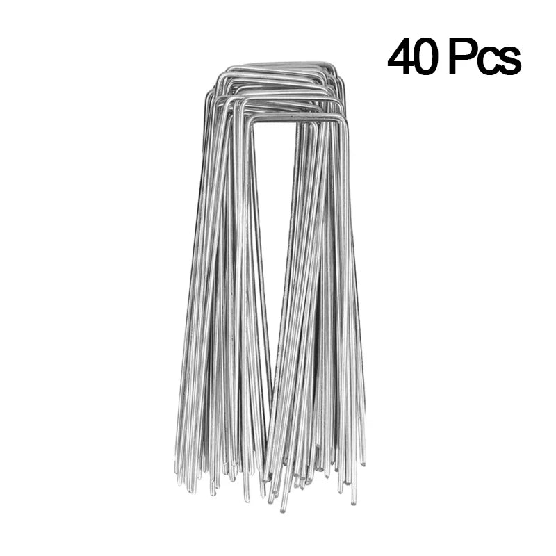 Heavy Duty U Shaped Garden Staples 20PCS Galvanized Steel Ground Pegs for Landscape Fabric Tarp Netting Fixing Tools Peaceful Pleasures Health and Wellness 40PCS Nail
