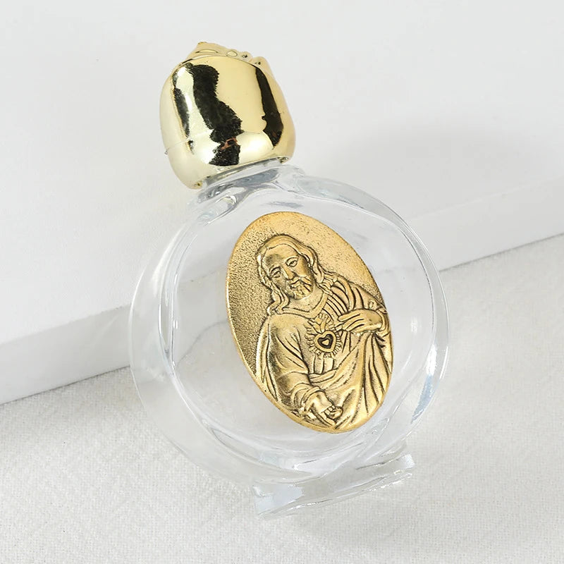 Beautiful Gold Rose Crystal Glass Empty Holy Water Jesus Bottle Religious Bottle Christian Baptism Supplies Gift Peaceful Pleasures Health and Wellness A7