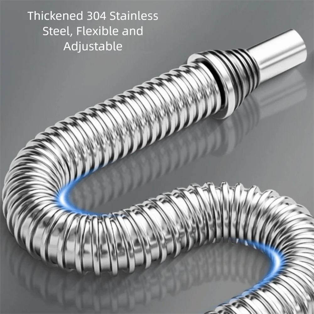 Stainless Steel Sink Drain Pipe Set Easy Install Single/Double Bowl Sewer Replacement Pipe Space Saving Anti Clogging Peaceful Pleasures Health and Wellness