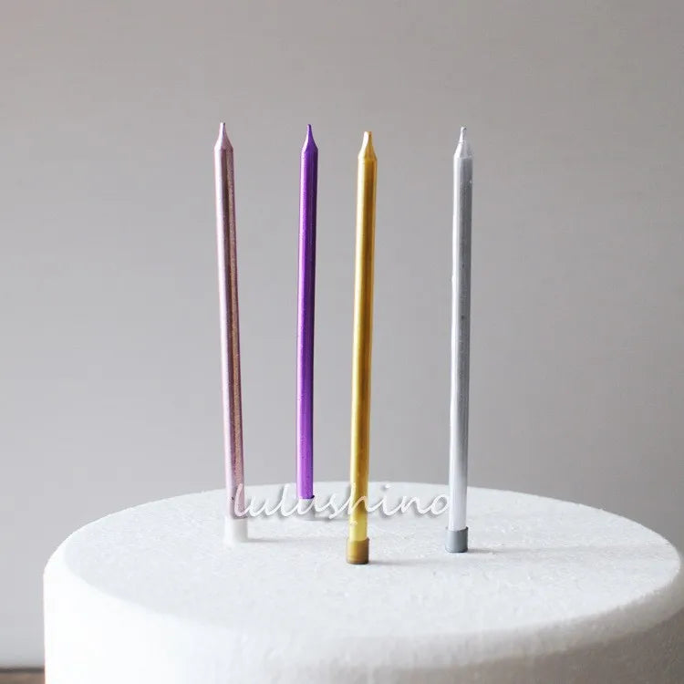 6pcs Metal Gold Silver Birthday Candles DIY Colorful Cake DecorasWedding Baby Shower Supplies Color Cake Topper Peaceful Pleasures Health and Wellness