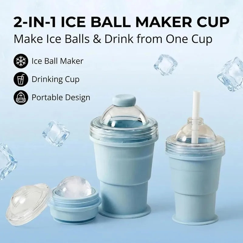 2-in-1 Silicone Ice Ball Maker & Collapsible Cup | Summer Must-Have
