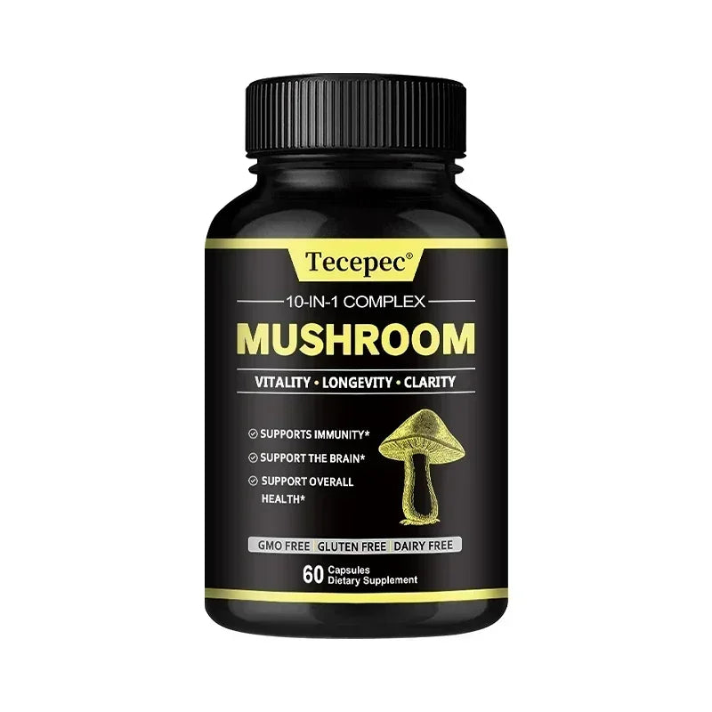 Mushroom Complex with Lion's Mane and Reishi, Brain Supplement That Helps Boost Memory and Focus, Fights Stress & Daily Wellness Peaceful Pleasures Health and Wellness 60 count -1 bottle
