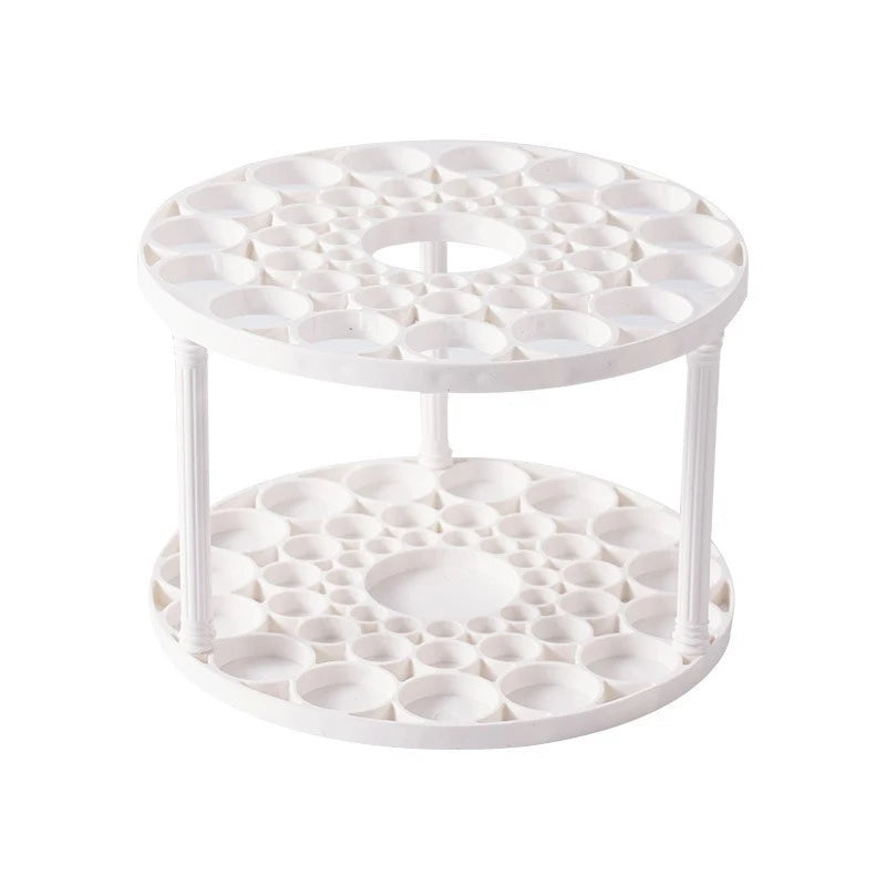 360 Rotating Brush Holder White Plastic Organizer Glaze Finish