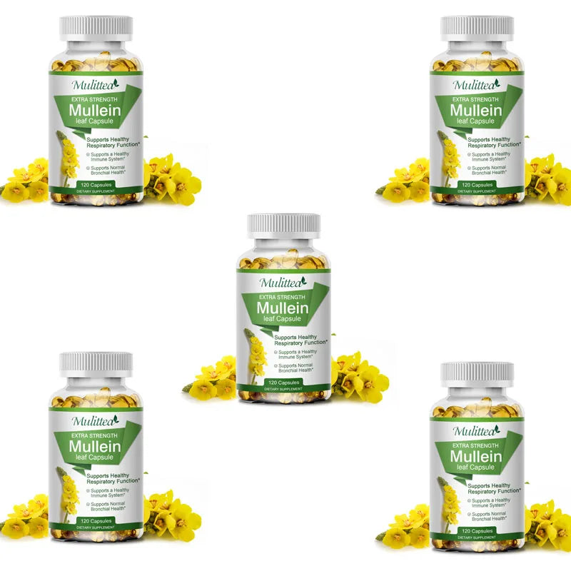 Mullein Leaf Capsules – Lung Cleanse & Respiratory Support | 120 Count Peaceful Pleasures Health and Wellness 120pcs 5bottles United States