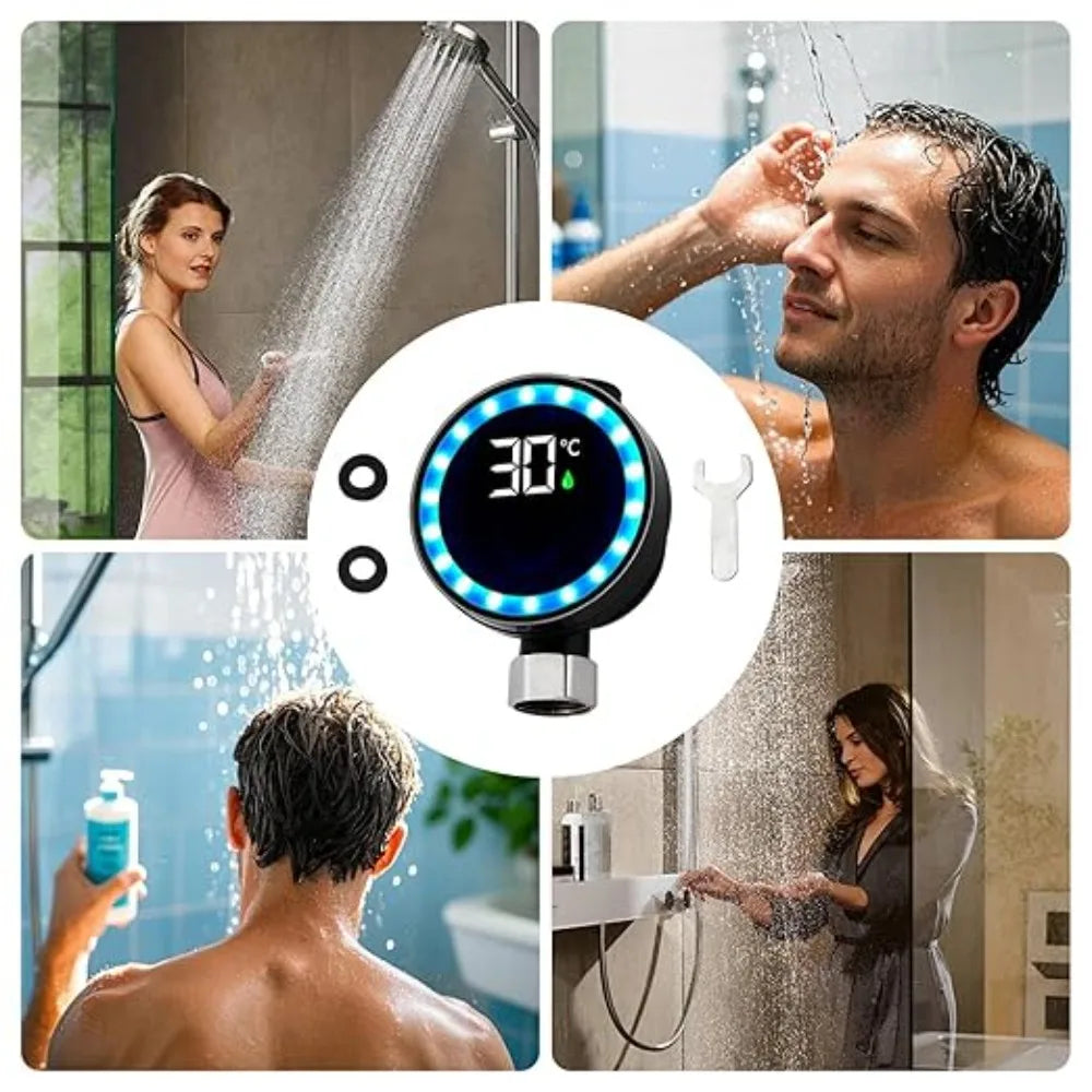 LED Shower Water Thermometer – 3-Color Display, Battery-Free